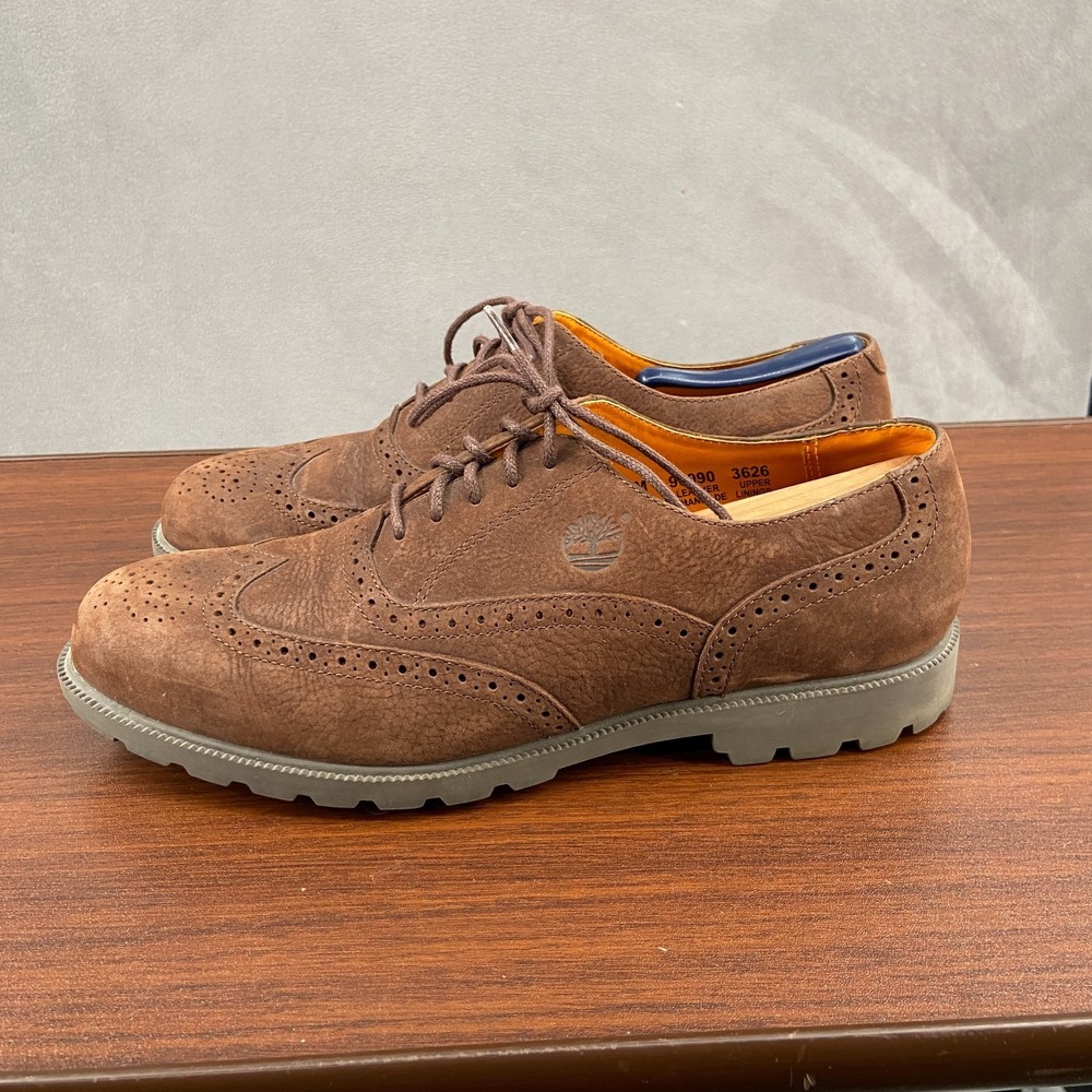 Timberland 96090 Mens 9.5 M Dress Shoes Brown Leather Waterproof Wingtip Oxford